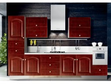 red modern pvc kitchen cabinet design