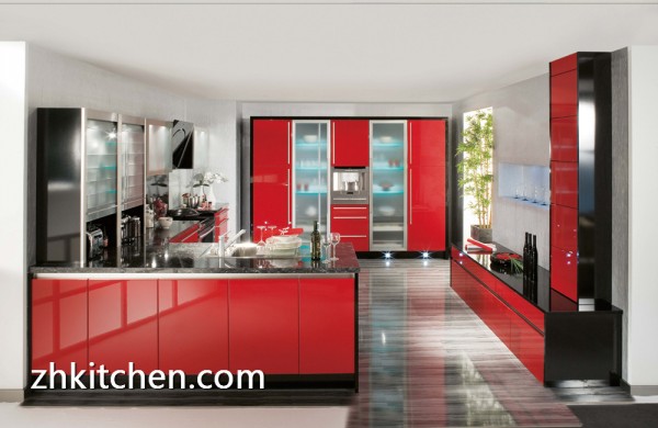 Red and black kitchen cupboards hotsell
