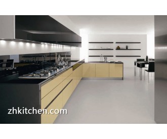 Glossy white and Grey affordable kitchen cabinets