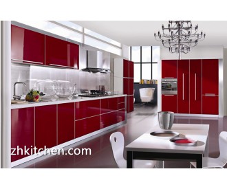 Lower cost of gloss red acrylic kitchen cabinet