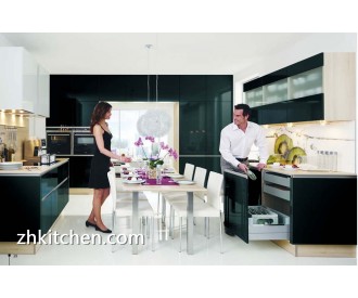 High gloss black kitchen cabinets modern design