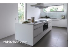 High gloss white prefab kitchen cabinets