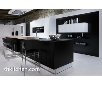 Black and white lacquer mdf kitchen cabinet