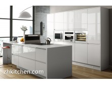High gloss milky white premade kitchen cabinets