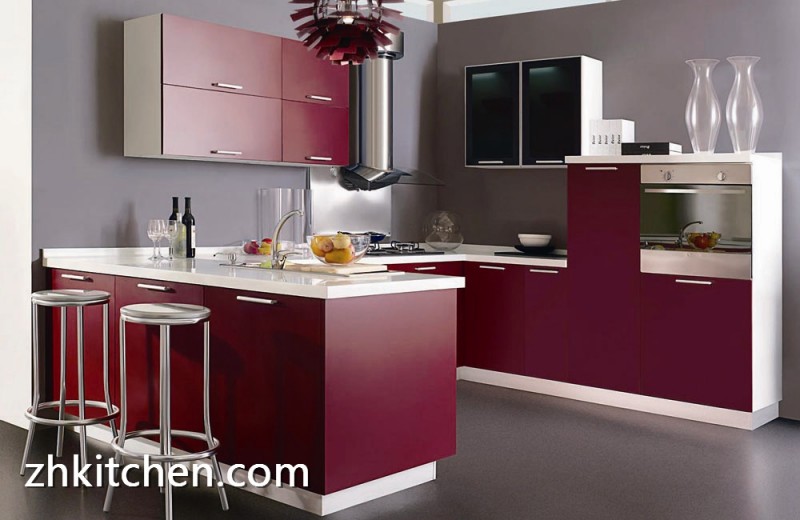 High Gloss Red Kitchen Cabinet Designs From China