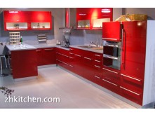 Customized red UV kitchen cabinet