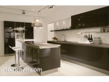 Glossy black baked kitchen units wholesale