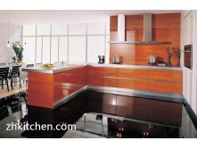 High gloss wood grain complete kitchen cabinet