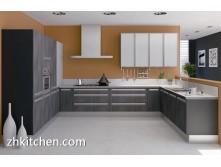 Wooden grain MDF kitchen cabinet design