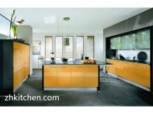 Yellow glossy MDF kitchen cabinets UV coating