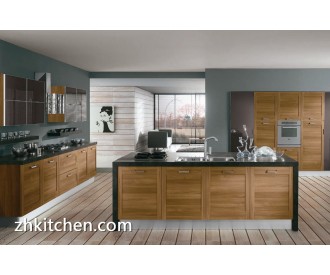 Wooden grain PVC furniture kitchen cabinet