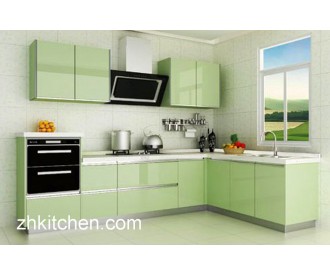 green Glossy Kitchen Cabinet Design