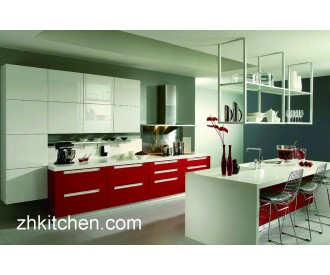 Red High Gloss Kitchen Cabinets