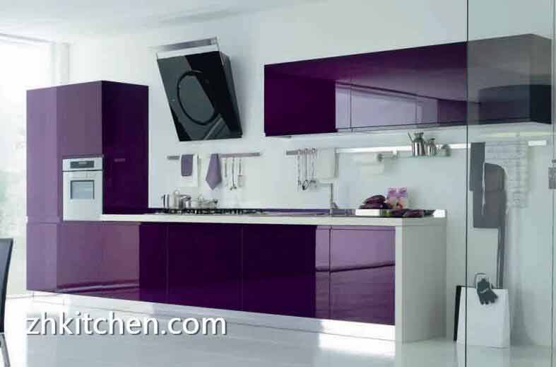 Modern Purple Color Design Acrylic Kitchen Cabinets