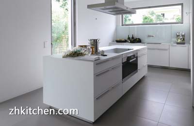 High gloss white prefab kitchen cabinets