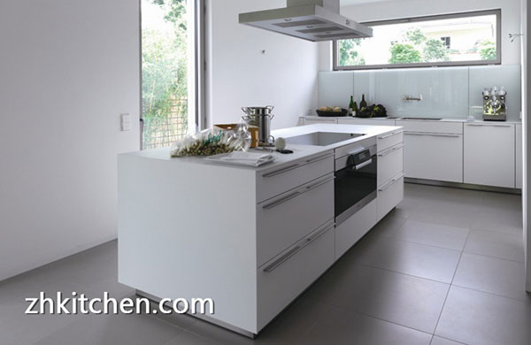 High gloss white prefab kitchen cabinets